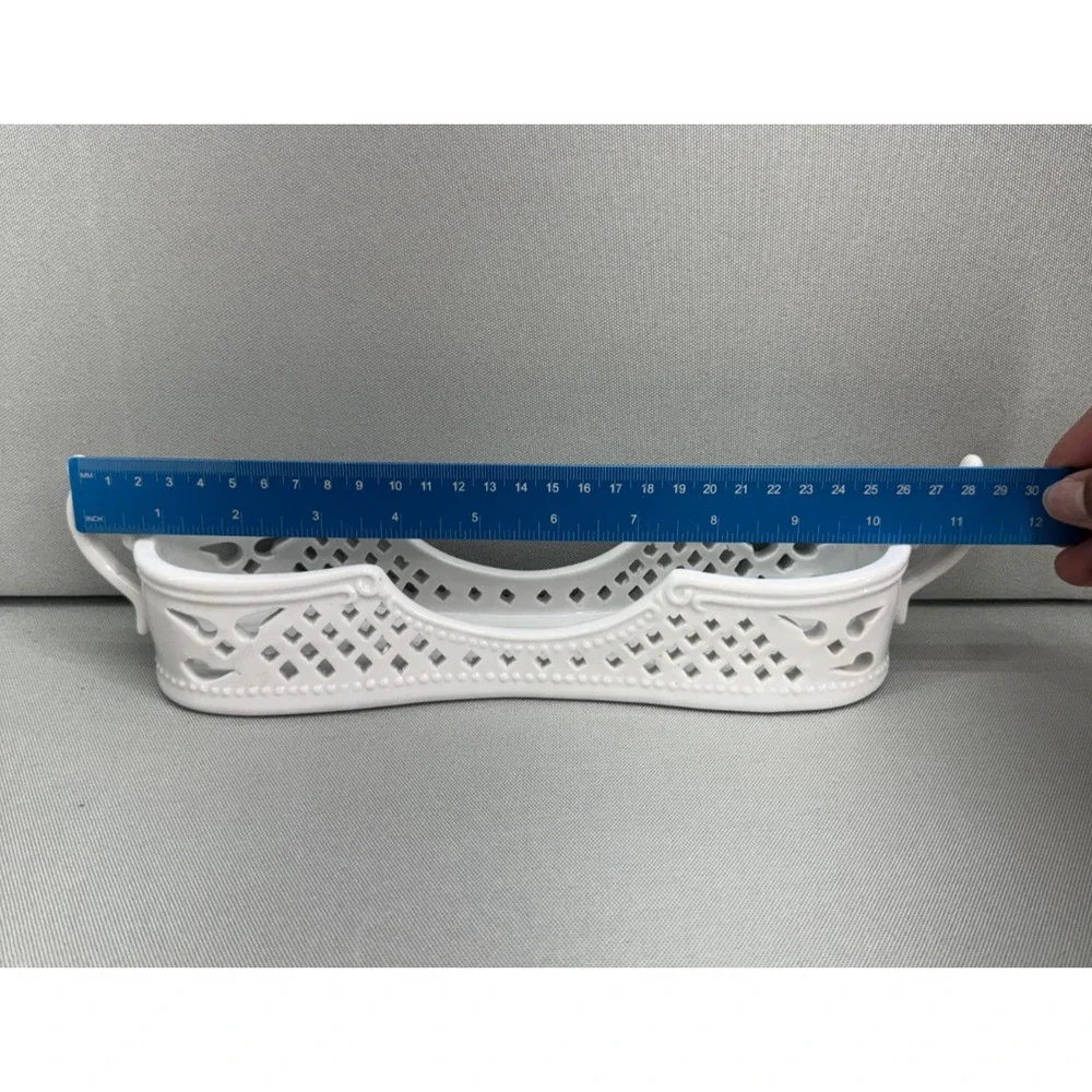 Porcelain Treasures White Porcelain Cutlery Holder Pierced Lattice Flatware Cadd